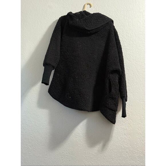 NORDIC BEACH Black Hooded Fleece Wrap, One size, cardigan jacket - Picture 3 of 4